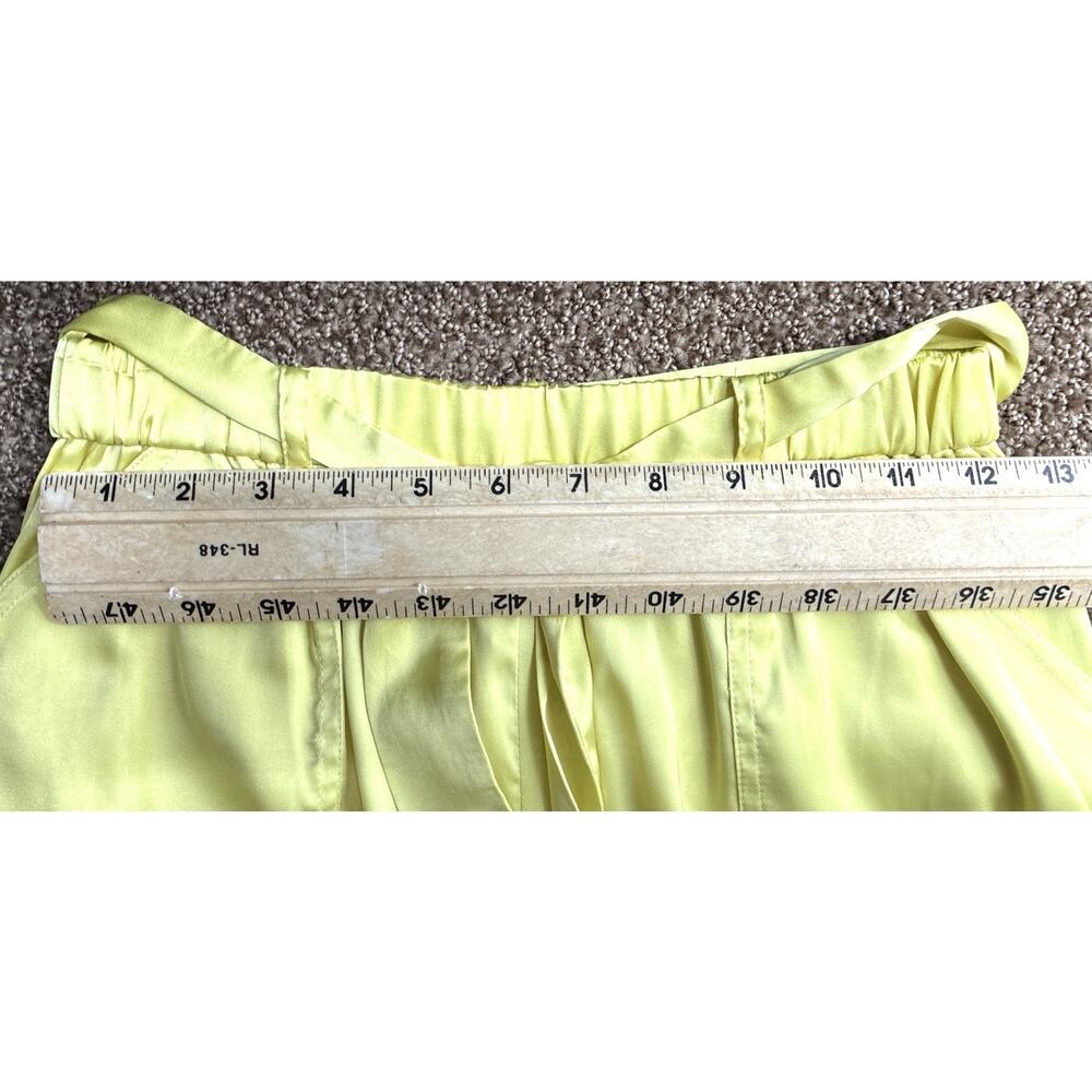 New Hutch Anthro Satin Chartreuse High Belted Wide Culotte Utility Flap Pkt S - Picture 8 of 11
